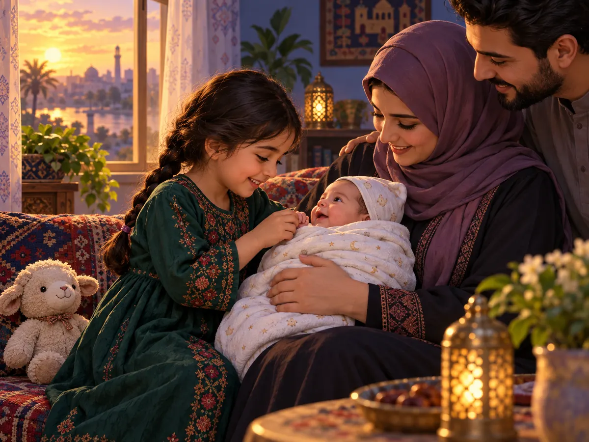 رسم لطفل في حكاية يستقبل أخاه الجديد