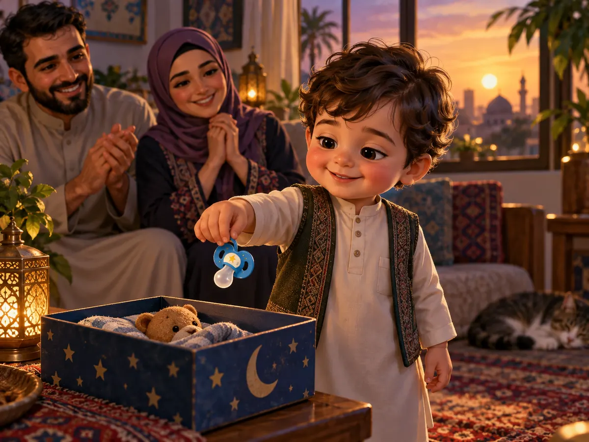 رسم لطفل في حكاية يودّع اللهاية